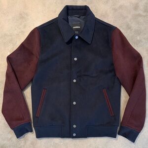 Express Colorblock Wool-Blend Water Resistant Bomber Jacket